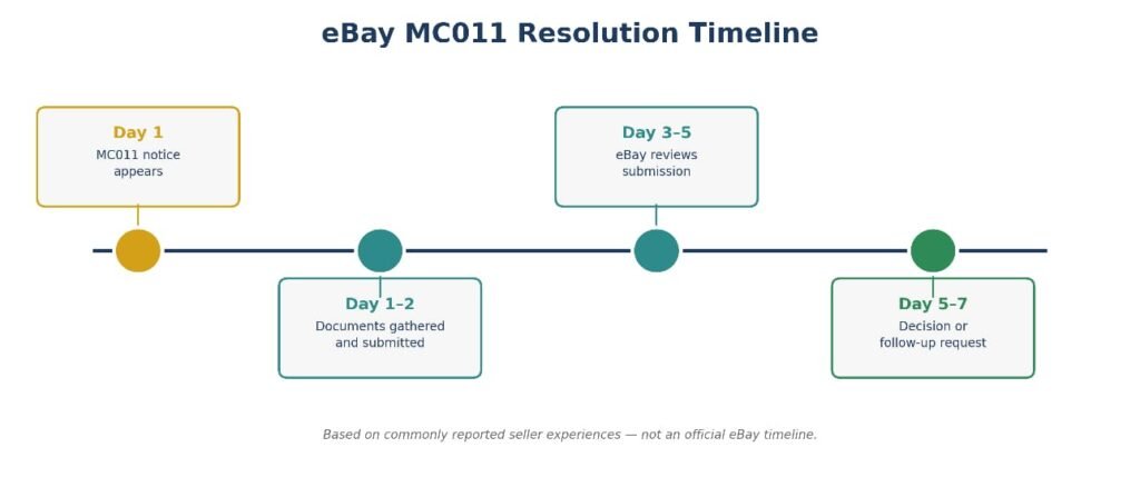 eBay mc011 resolution timeline days