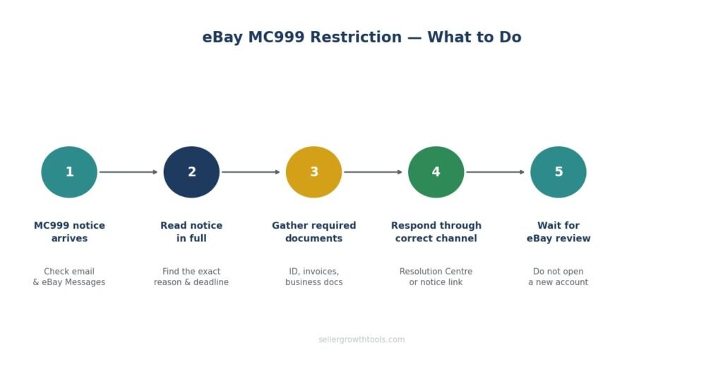 eBay MC999 restriction — 5 steps sellers should take after receiving a notice