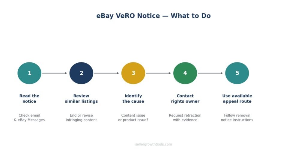 eBay VeRO notice — 5 steps sellers should take after receiving a listing removal